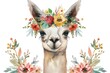 Llama with Flower Crown