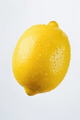 Poster - Fresh lemon with water droplets on white background