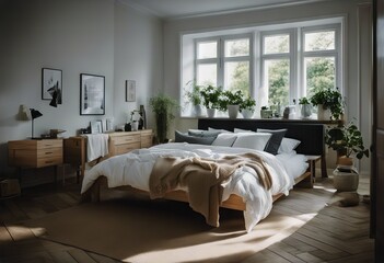 Wall Mural - - modern scandinavian swedish skandinavisches Schlafzimmer bedroom modernes style