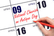 April 9. Hand writing text National Cherish an Antique Day on calendar date. Save the date.