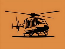 Minimalist  Illustration Of A Helicopter Against A Solid Background. Standing Majestically , Head Looking Slightly Off To The Side