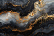 A pattern of black and white agate with streaks of gold. Created with Ai