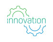 half wheel and innovation concept. green-blue innovation logo