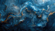 Abstract dark blue and gold marble background texture with clouds in the style of clouds. Created with Ai