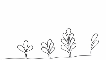 Wall Mural - Plant grows. One line drawing animation with alpha channel.