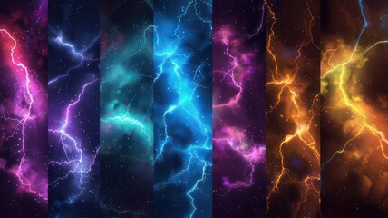 Wall Mural - Colorful lightning background created with Generative AI