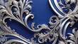 Grandiose royal blue, gleaming silver, and platinum luxury lines overlapping.