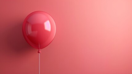 Wall Mural - Red balloon on a red background. Copy space