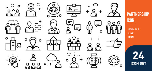 Wall Mural - Partnership Line Editable Icons set. Vector illustration in modern thin line style of business icons agreement, documentation, conversation, and more. Pictograms and infographics for mobile apps