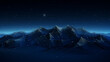 Dark blue background, polygonal mountains and night sky