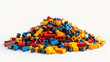 Assorted LEGO Pieces on White Background - Toy Building Blocks