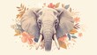 A whimsically illustrated cartoon elephant head in a hand drawn 2d design capturing the essence of wild animals and wildlife