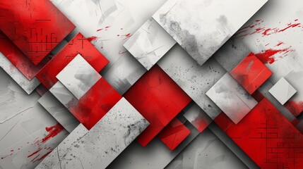 Wall Mural - Banner design with red and white geometric shapes