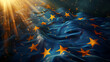 the European Union flag, characterized by its deep blue color and twelve golden stars forming a circle