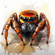 Watercolor Spider, clipart Illustration, Generative Ai