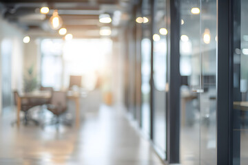 Canvas Print - Abstract blurred office interior room. blurry working space with defocused effect. use for background or backdrop in business concept