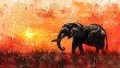 A regal elephant silhouette against the warm colors of sunset, representing wisdom and strength.
