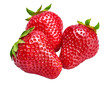 Fresh berry strawberry with green leaf. Fruity still life healthy food. Isolated. PNG.