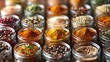 Efficiently organizing a spice rack by alphabetical order or frequency of use. Concept Kitchen organization, Spice rack, Alphabetical order, Frequency of use, Efficient organization