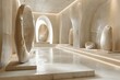 Minimalist Stone Sculptures Displayed in a Serene Gallery Setting with Soft Overhead Lighting - This prompt focuses on minimalist stone sculptures that are elegantly displayed in a serene art gallery.