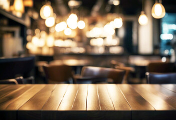 Wall Mural - 'background shop coffee blurred top table wood light empty hot drink design interior display old morning abstract blur product bokeh texture food wooden advertise blank building business'