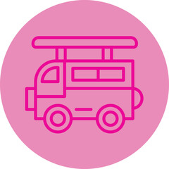 Poster - Surf Van Pink Line Circle Icon