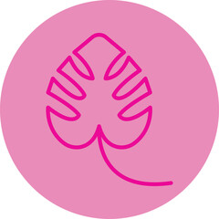 Canvas Print - Monstera Pink Line Circle Icon