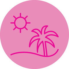 Wall Mural - Summer Pink Line Circle Icon