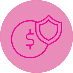 Wall Mural - Shield Pink Line Circle Icon