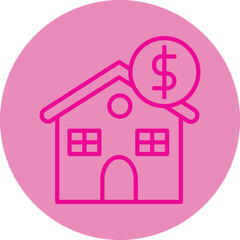 Wall Mural - home icon on pink background