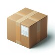 © Mo Stock - Closed cardboard box with Adhesive isolated on a white background