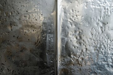 Wall Mural - Grunge textured metal panels secured by rivets, perfect for urban and industrial design projects.