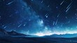 Starry sky with meteors streaking across the night. Generate AI image