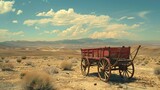 Fototapeta  - Old wagon in the desert

