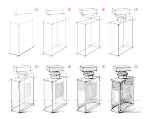 Wall Mural - page shows how to learn to draw from life sketch of a perfume bottle. pencil drawing lessons. educat