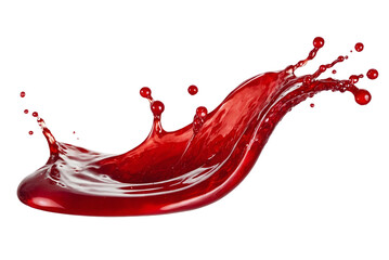 Red berry Jam splash with little bubbles of fruit syrup isolated on a transparent background, Fruity strawberry sauce, liquid fluid element flowing, red juice swirl.