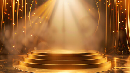 award stage golden product podium display copyspace background success achievement celebration victo