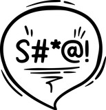Fototapeta  - Comic swear speech bubble with bad curse for angry word talk, cartoon vector. Anger swear of expletive message in cloud for hate emoji or rude language shout and swear text speech bubble