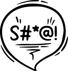 Poster - Comic swear speech bubble with bad curse for angry word talk, cartoon vector. Anger swear of expletive message in cloud for hate emoji or rude language shout and swear text speech bubble