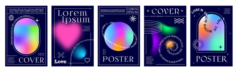 Wall Mural - aesthetic color gradient y2k posters and abstract backgrounds, vector covers. modern neon glow color