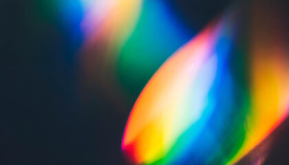 Wall Mural - blur colorful rainbow crystal light leaks on black background defocused abstract multicolored retro 