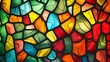 vibrant multicolored stained glass with irregular geometric pattern abstract background illustration