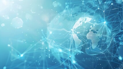 Wall Mural - digital global network concept, abstract world map, glowing connections, technology background illus