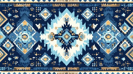 Sticker - Explore the versatile geometric and stylish blue ornament ideal for embellishing brochures ceramics wallpaper textiles websites and cards Delve into the intricate beauty of ethnic patterns 