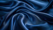 Dark blue silk fabric texture close-up, abstract background, generative ai