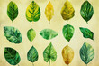 Green plants, botanical vintage pattern