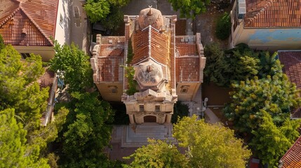 Wall Mural - Drone View of the historic and important Beit Nissim Synagogue in Kuzguncuk, Turkey.

