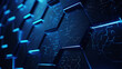 Blue hexagon shapes with glowing lines, abstract background, generative ai