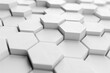 3d white hexagon shapes close-up, abstract background, generative ai
