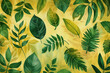 Green plants, botanical vintage pattern